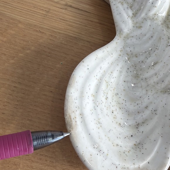 Vintage MCM Rooster&hen Double Spoon Holder Rest White Speckled - Picture 6 of 9